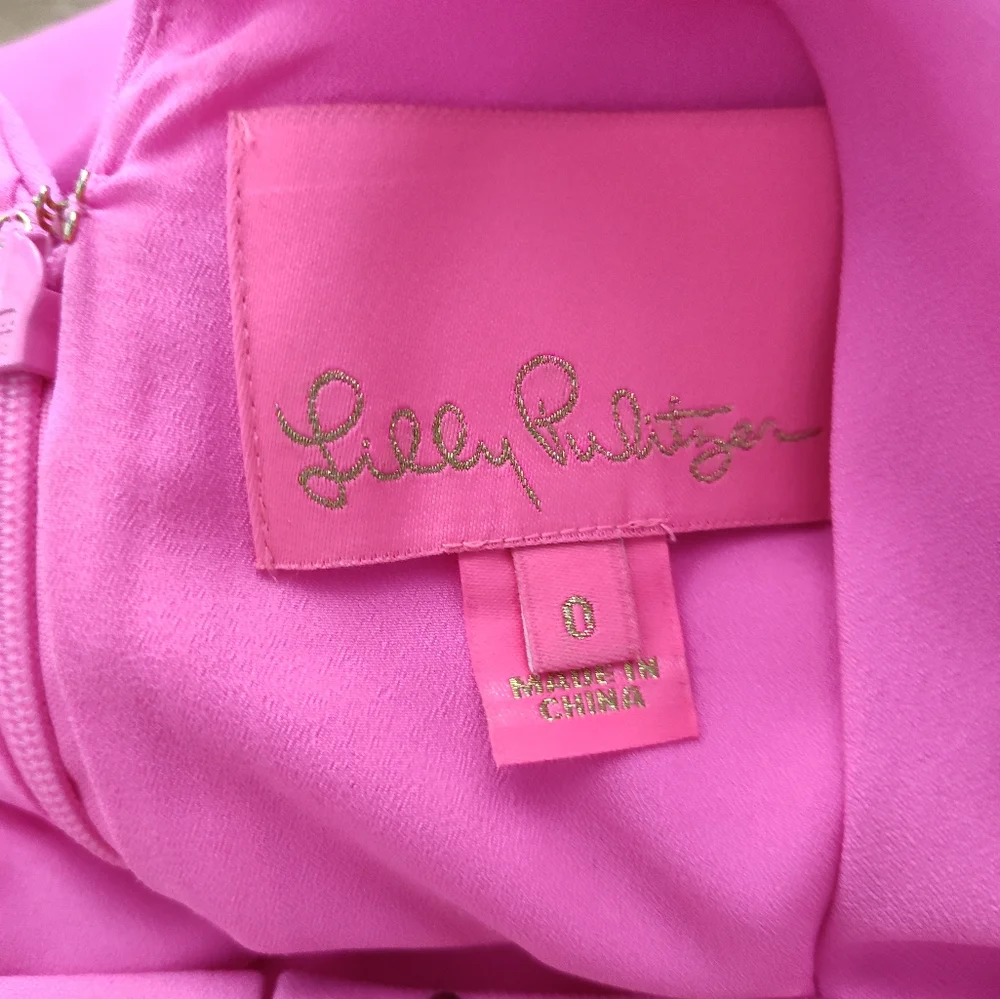 Lilly Lilli Pulitzer - Hot Pink Mock Jeweled Neck Shift Dress Sz 0 Unworn Cond… - Picture 6 of 10